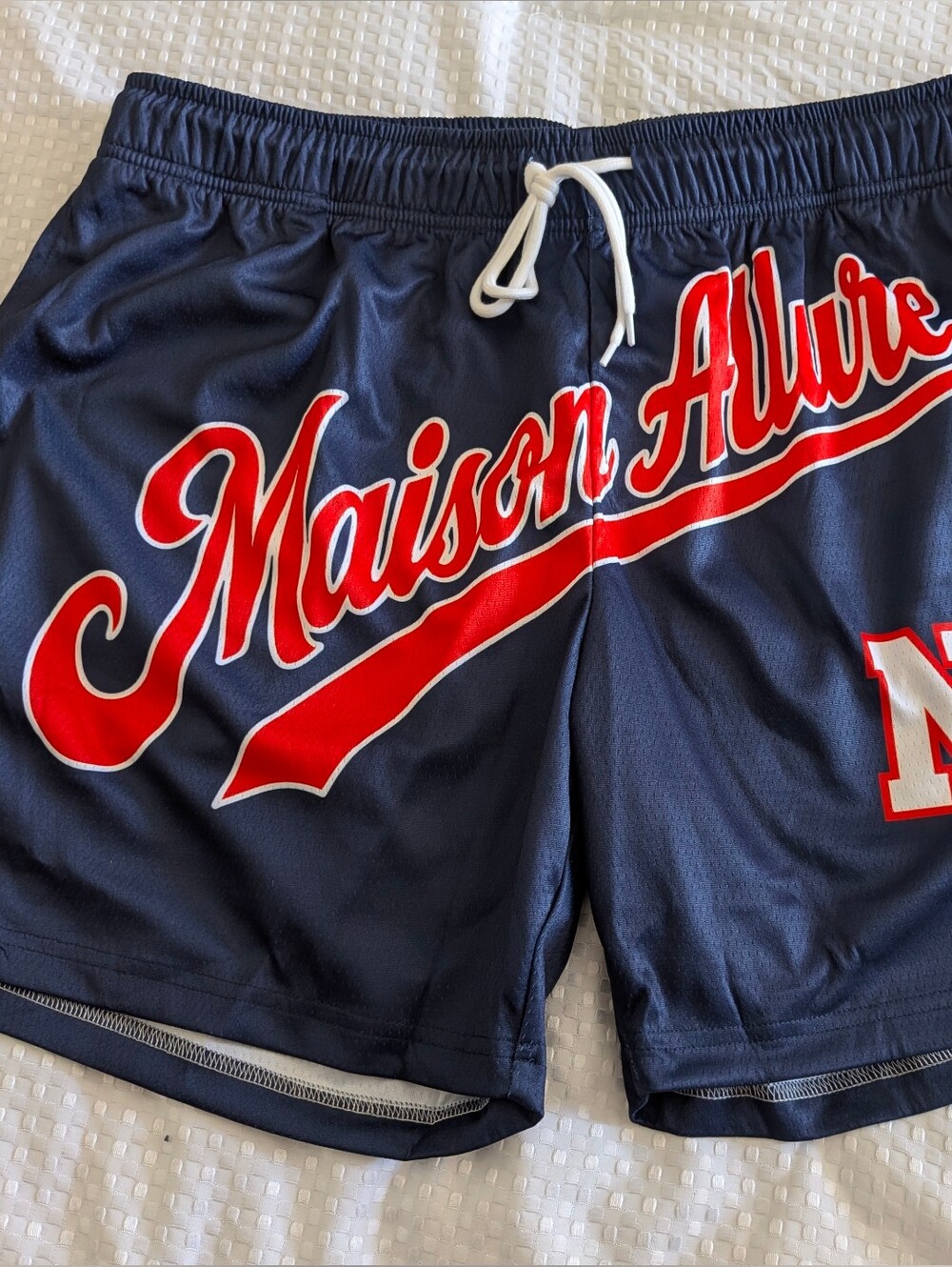 Maison Allure Psalms 23 NY Mesh Shorts Navy Red 2XL NWT